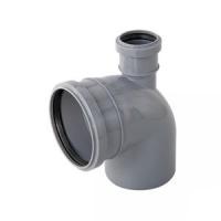 Отвод Ø110×90° с выходом 50 (прямой) (серый) ПОЛИТЭК (35/1)